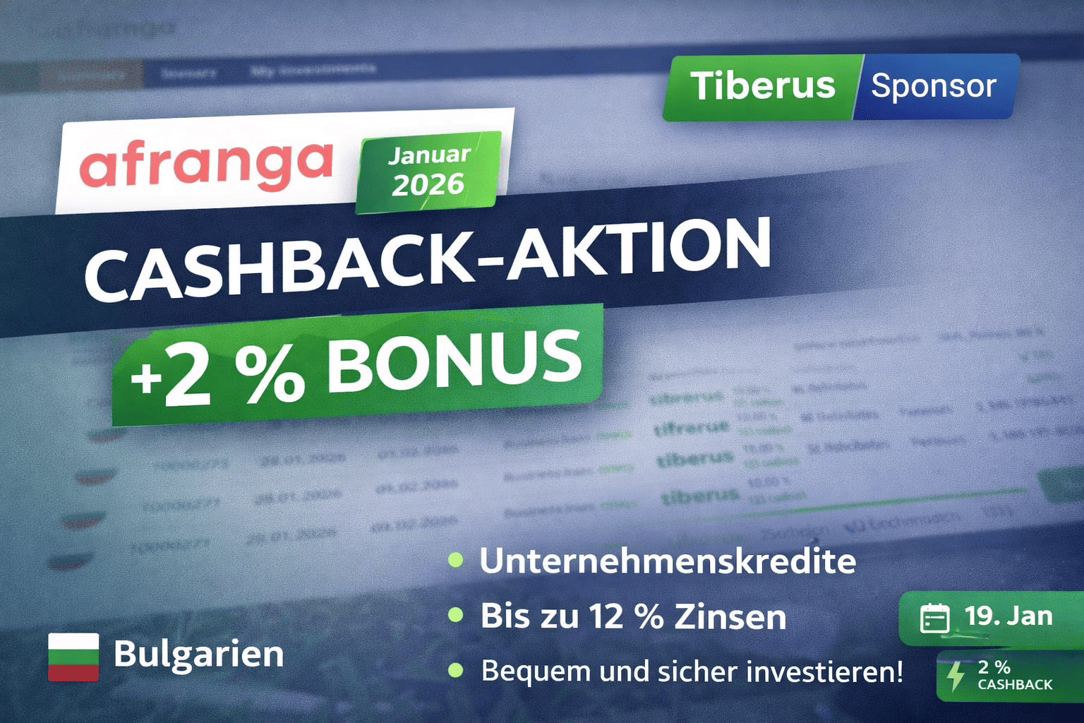 Afranga startet neue Cashback-Aktion im Januar 2026 – solide Rendite mit 2 % Bonus