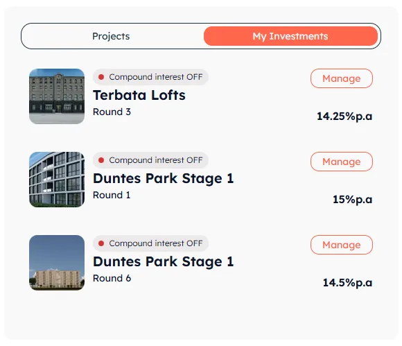 Meine aktuellen Devon Investments mit Terbata Lofts und Duntes Park Stage 1