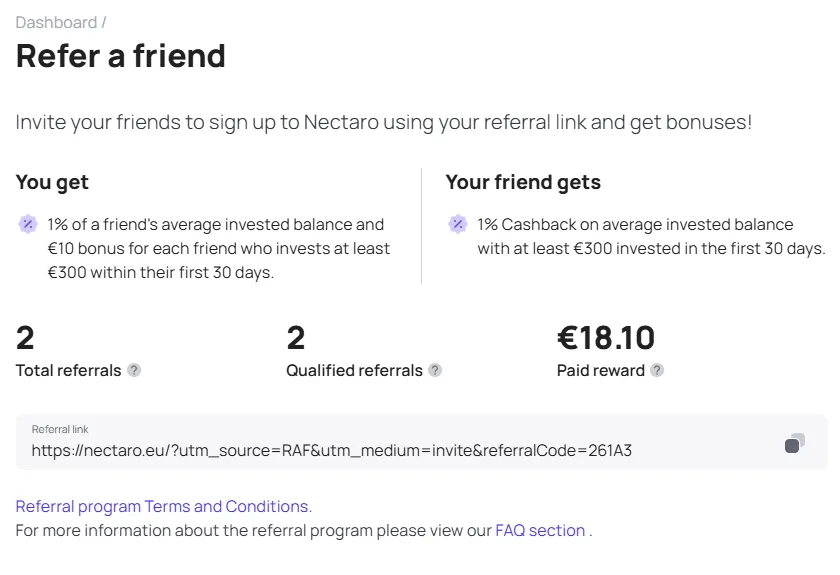 Bedingungen des Nectaro-Freunde-werben-Programms