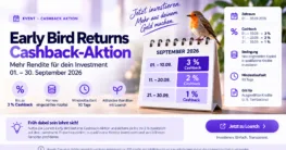 Loanch Early Bird Returns Cashback-Aktion September 2026 mit 3 %, 2 % und 1 % Cashback